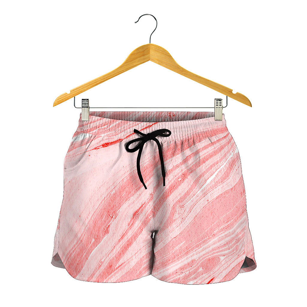 Pink Liquid Marble Print Women's Shorts