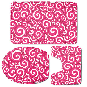 Pink Lollipop Candy Pattern Print 3 Piece Bath Mat Set