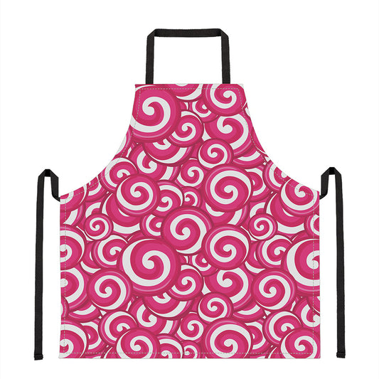 Pink Lollipop Candy Pattern Print Apron