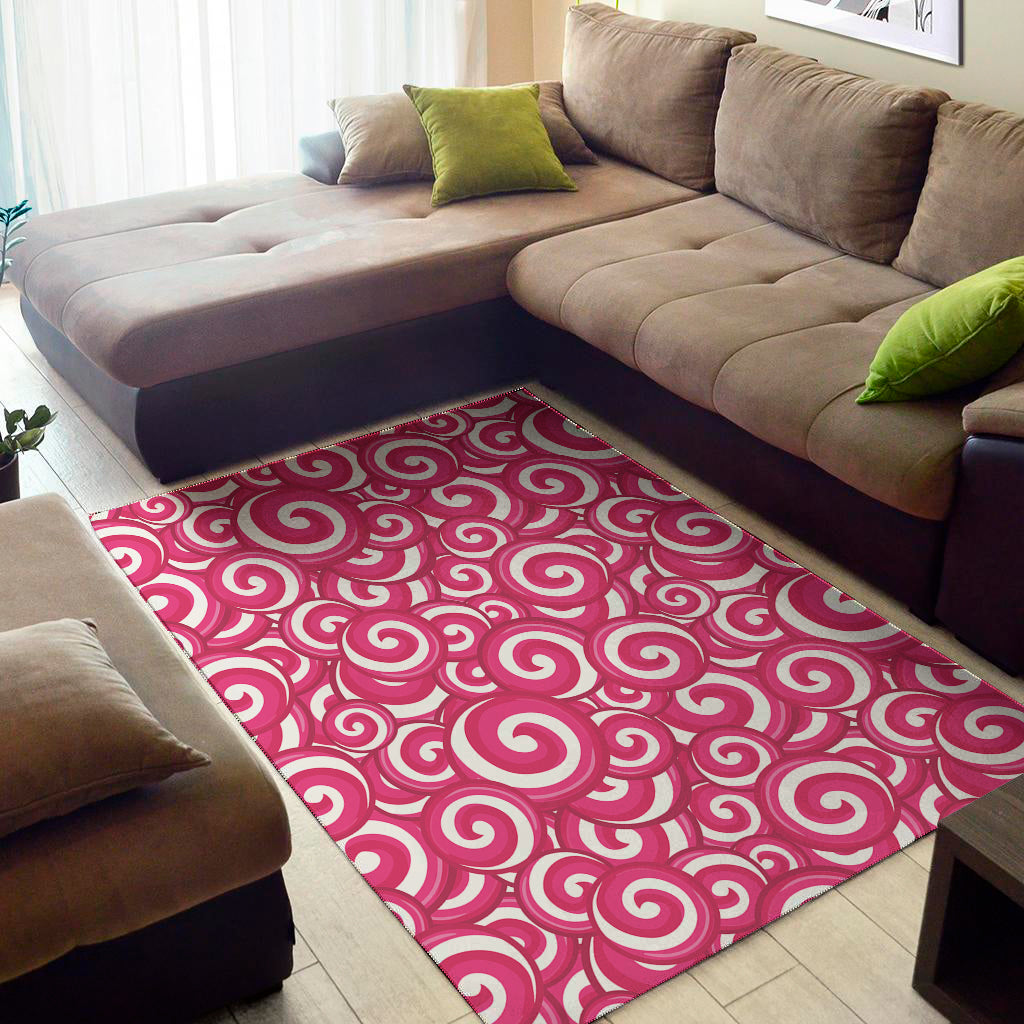 Pink Lollipop Candy Pattern Print Area Rug