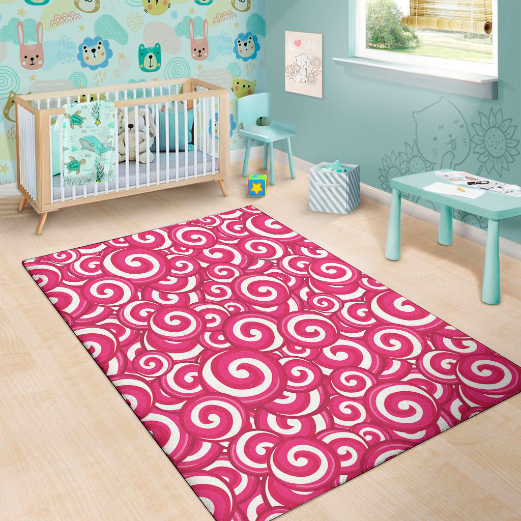 Pink Lollipop Candy Pattern Print Area Rug