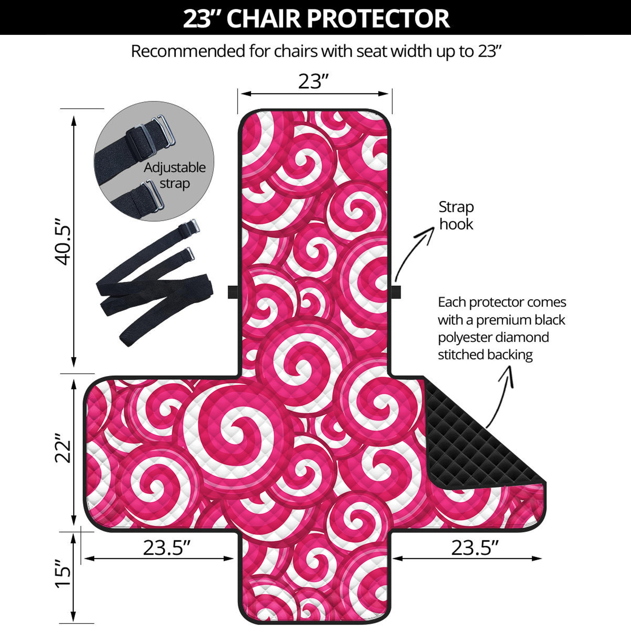 Pink Lollipop Candy Pattern Print Armchair Protector