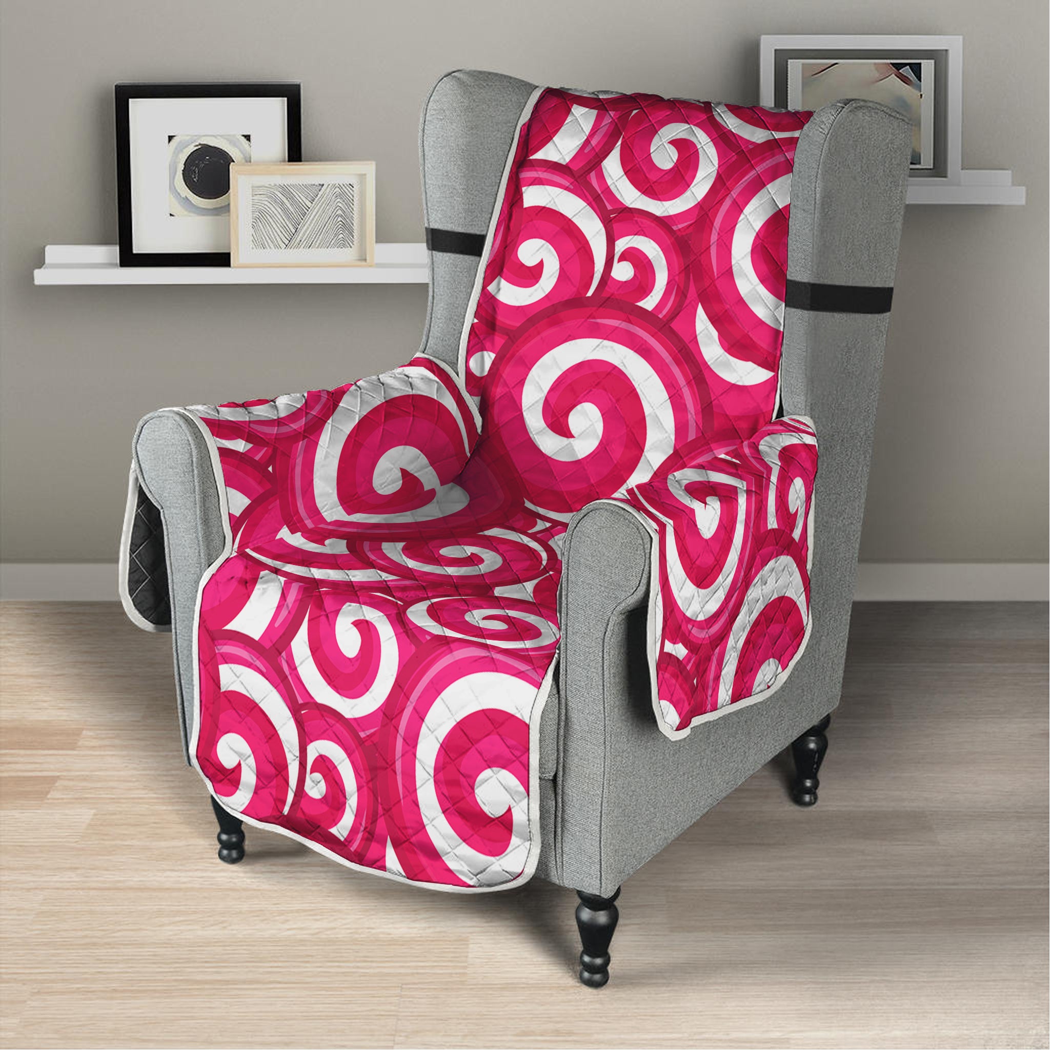 Pink Lollipop Candy Pattern Print Armchair Protector