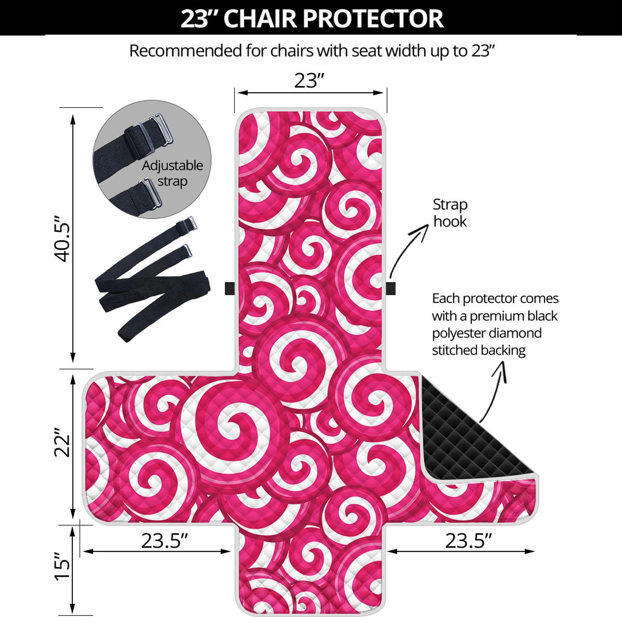 Pink Lollipop Candy Pattern Print Armchair Protector