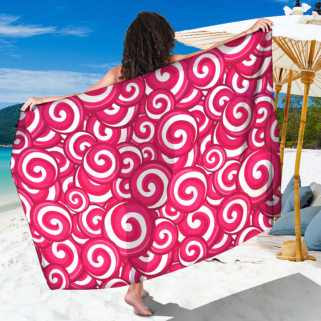 Pink Lollipop Candy Pattern Print Beach Sarong Wrap