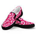 Pink Lollipop Candy Pattern Print Black Slip On Sneakers