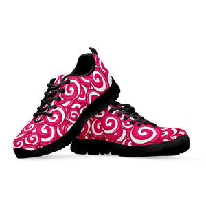 Pink Lollipop Candy Pattern Print Black Sneakers