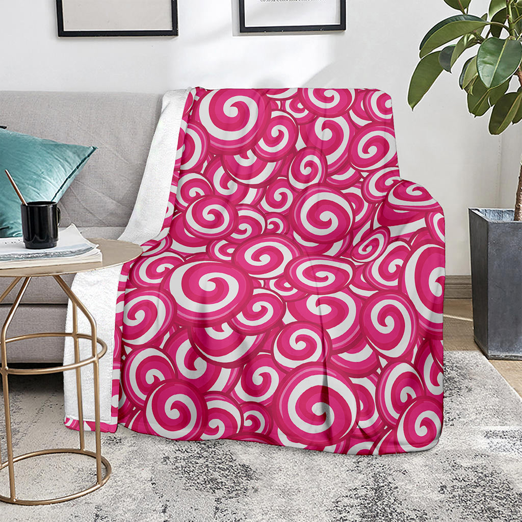 Pink Lollipop Candy Pattern Print Blanket