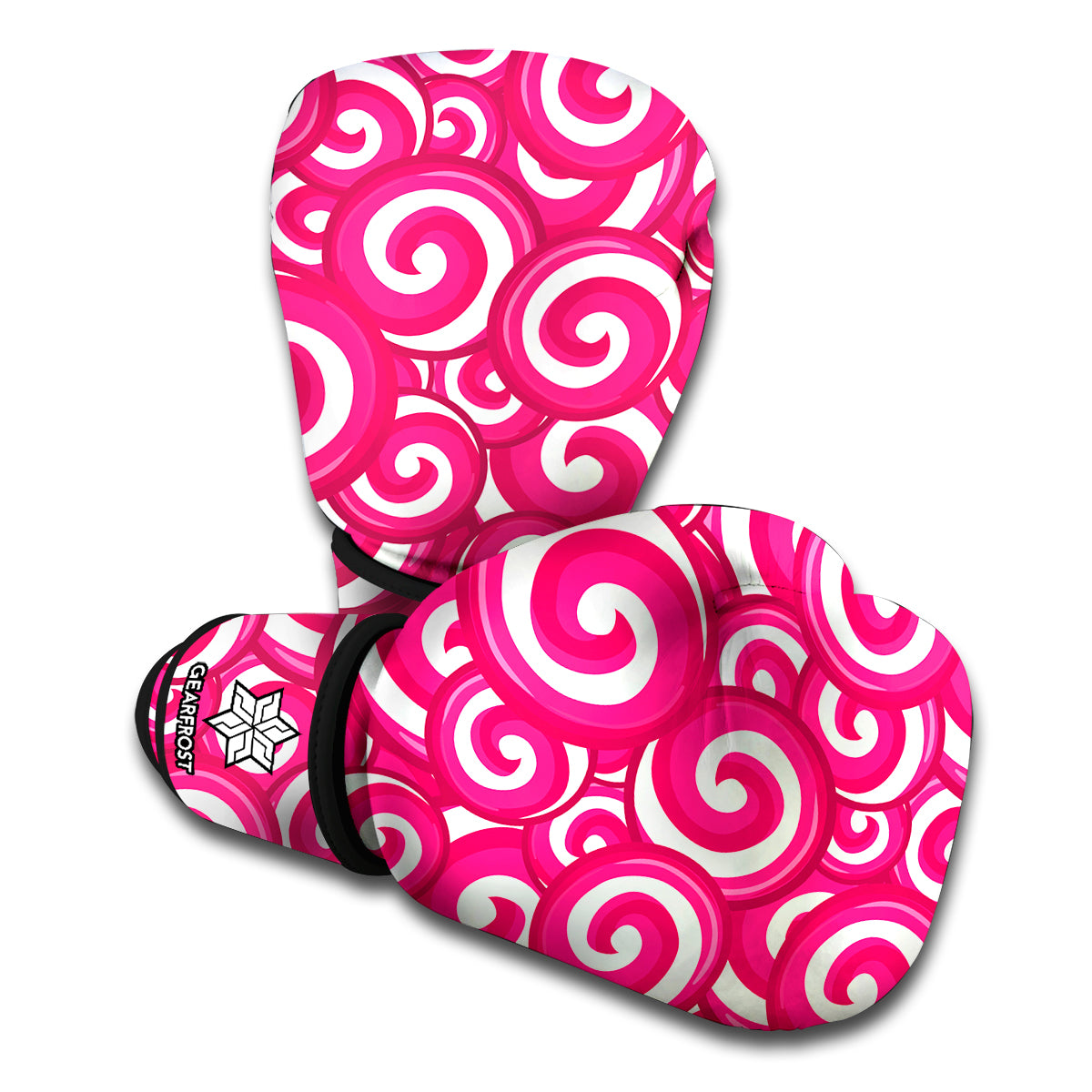 Pink Lollipop Candy Pattern Print Boxing Gloves