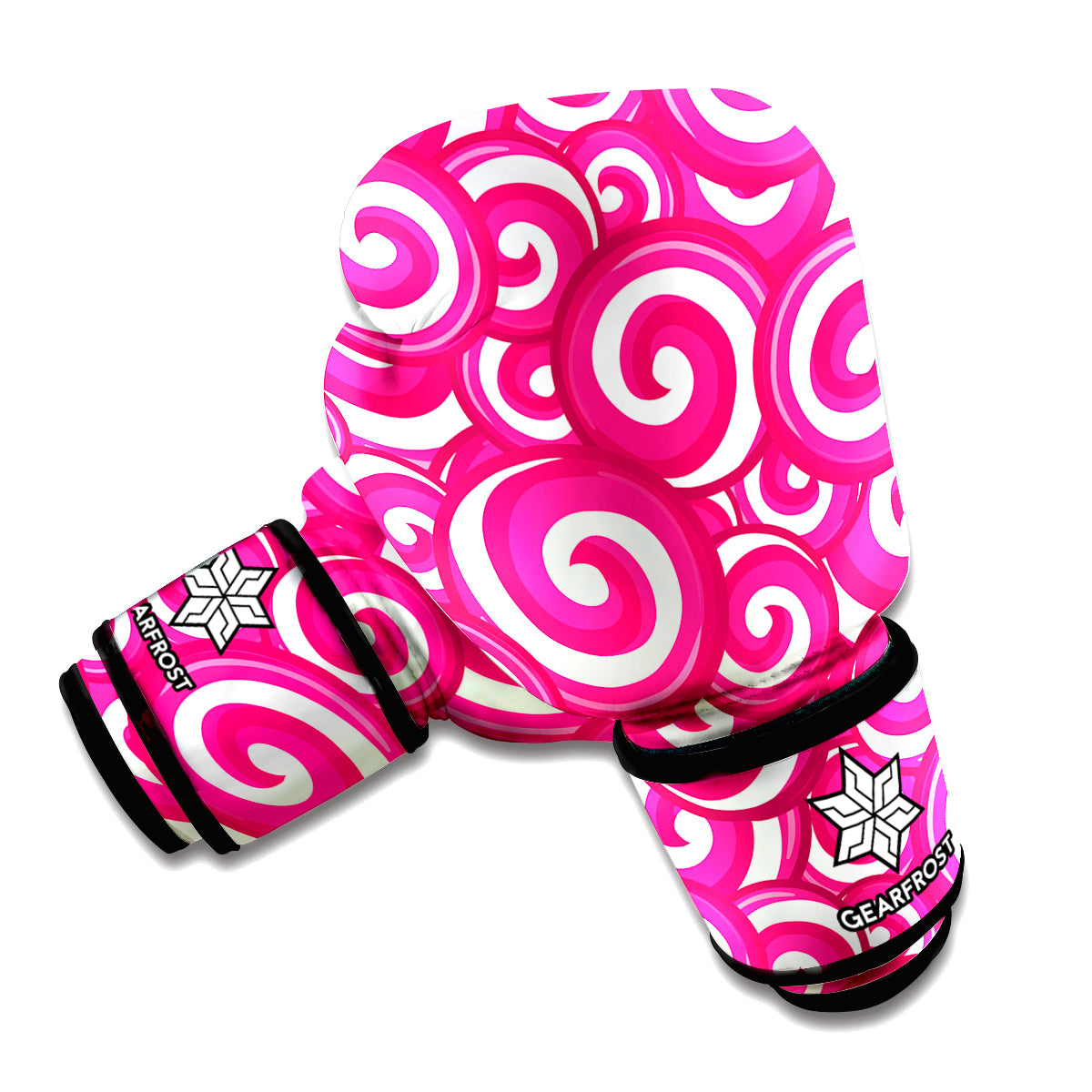 Pink Lollipop Candy Pattern Print Boxing Gloves