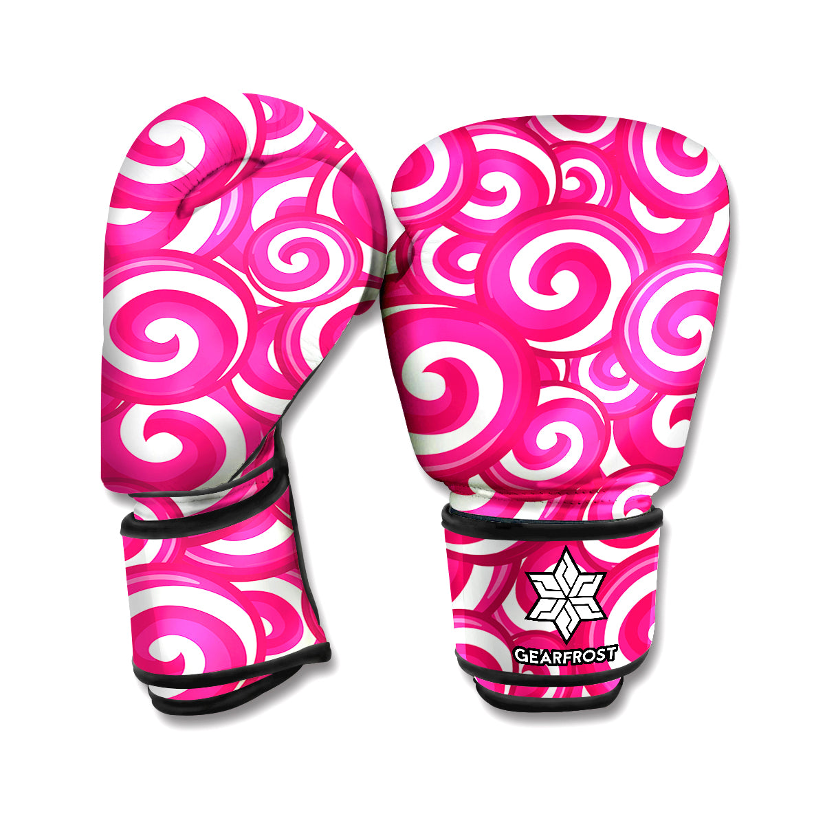 Pink Lollipop Candy Pattern Print Boxing Gloves