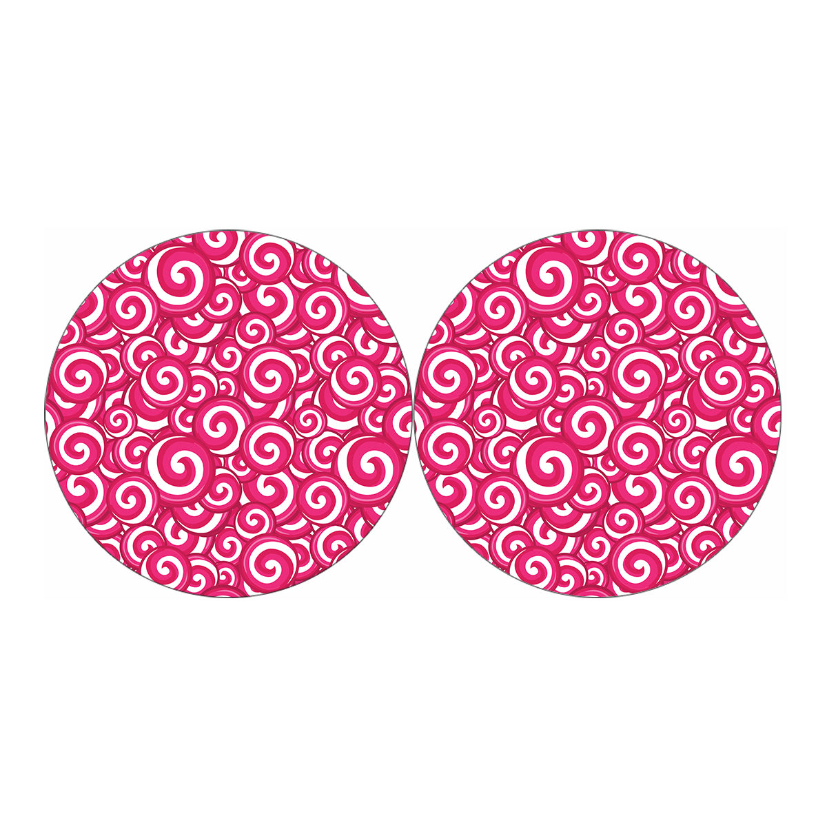 Pink Lollipop Candy Pattern Print Car Coasters