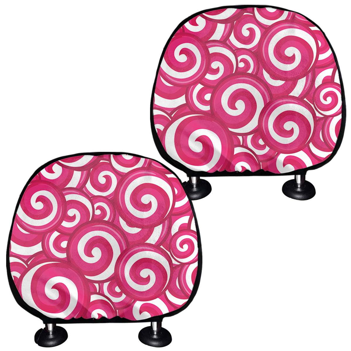 Pink Lollipop Candy Pattern Print Car Headrest Covers