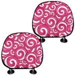 Pink Lollipop Candy Pattern Print Car Headrest Covers