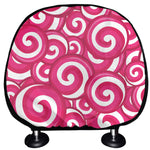 Pink Lollipop Candy Pattern Print Car Headrest Covers