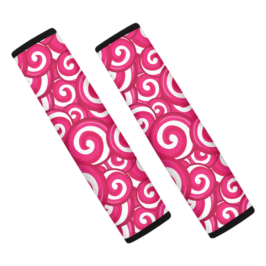 Pink Lollipop Candy Pattern Print Car Seat Belt Covers