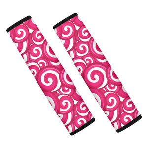 Pink Lollipop Candy Pattern Print Car Seat Belt Covers