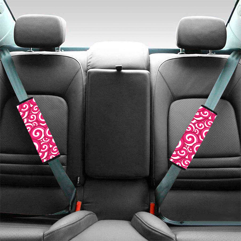 Pink Lollipop Candy Pattern Print Car Seat Belt Covers