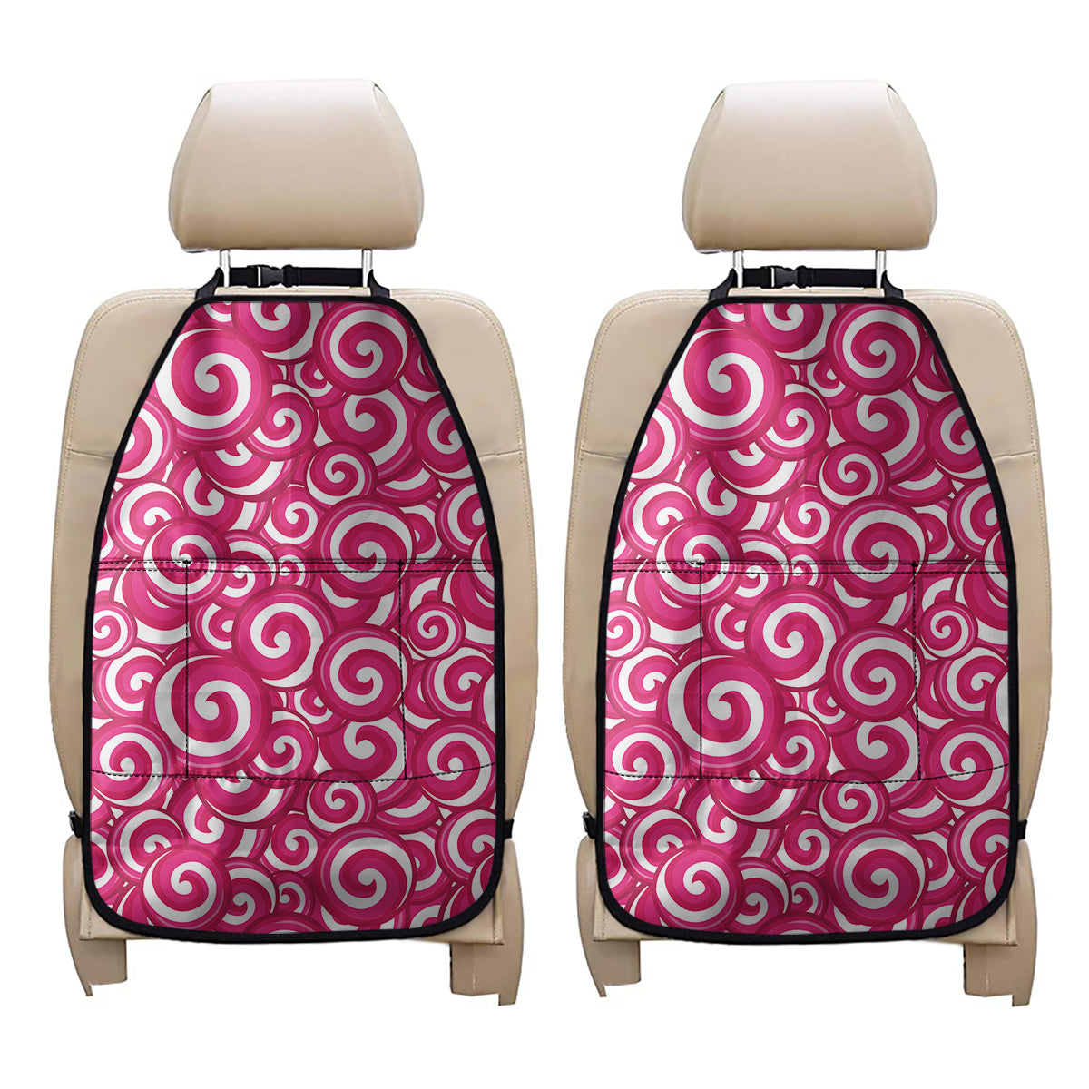 Pink Lollipop Candy Pattern Print Car Seat Organizers