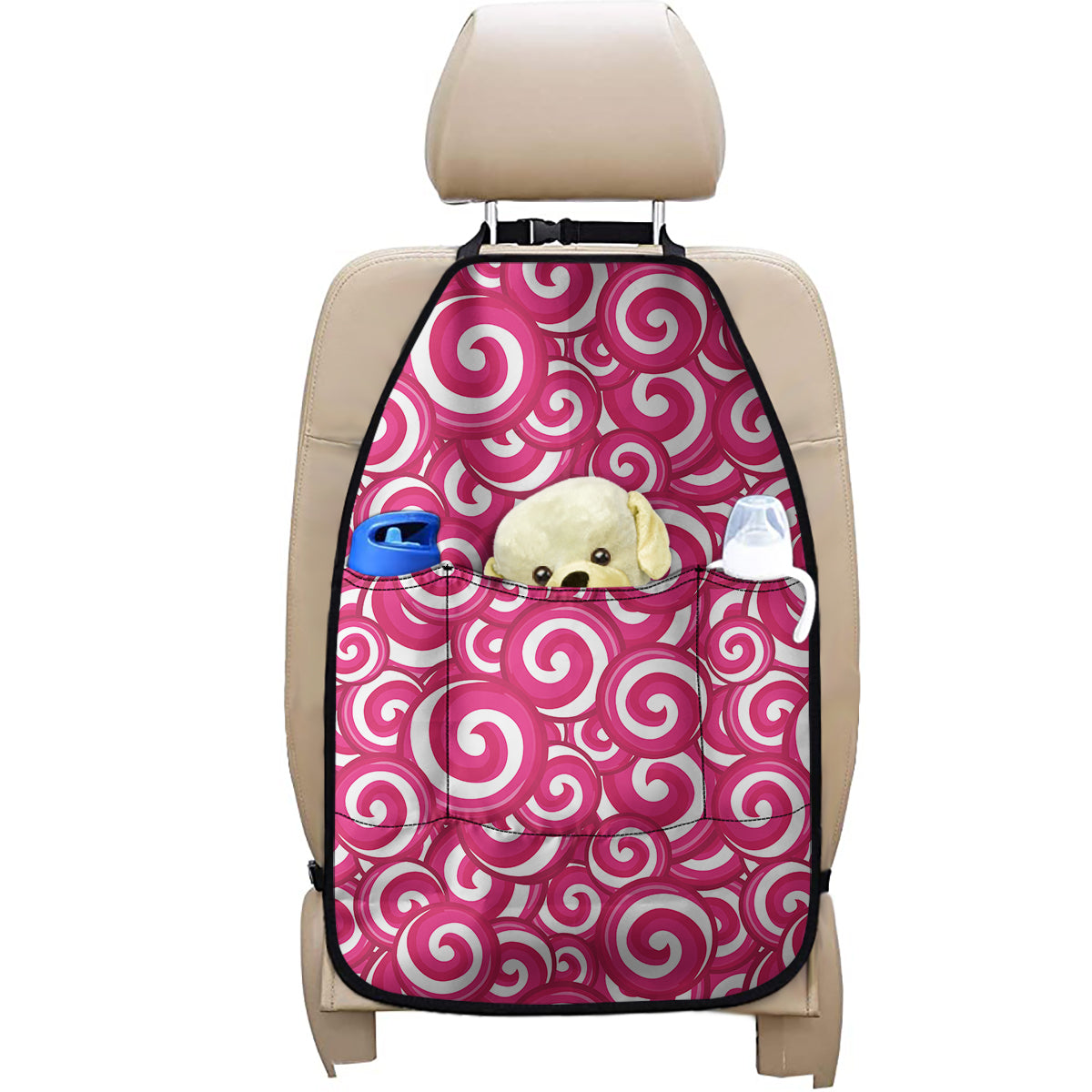 Pink Lollipop Candy Pattern Print Car Seat Organizers