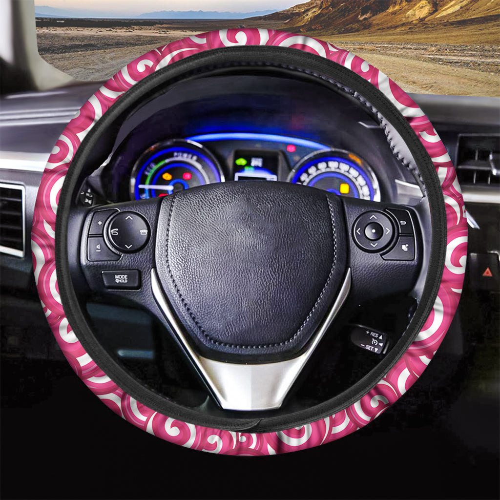 Pink Lollipop Candy Pattern Print Car Steering Wheel Cover