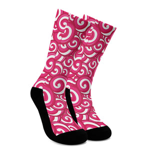 Pink Lollipop Candy Pattern Print Crew Socks