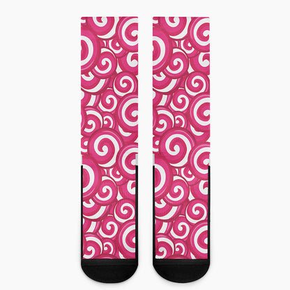Pink Lollipop Candy Pattern Print Crew Socks