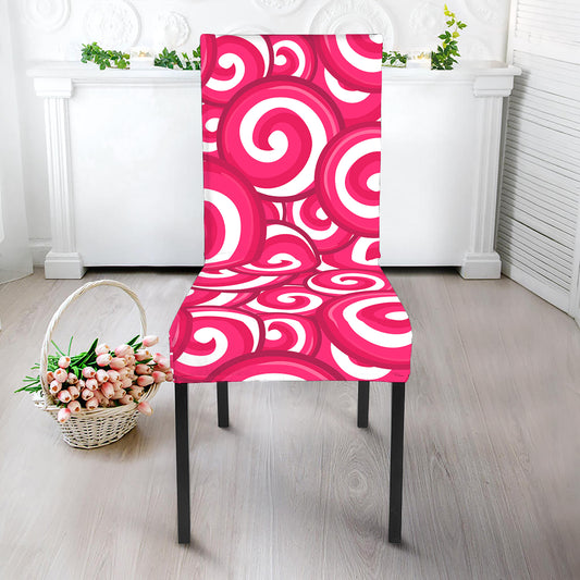 Pink Lollipop Candy Pattern Print Dining Chair Slipcover