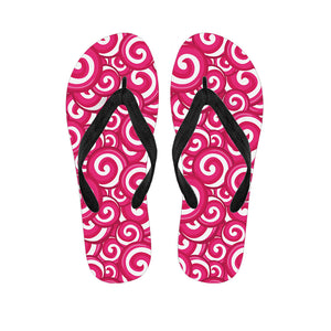 Pink Lollipop Candy Pattern Print Flip Flops