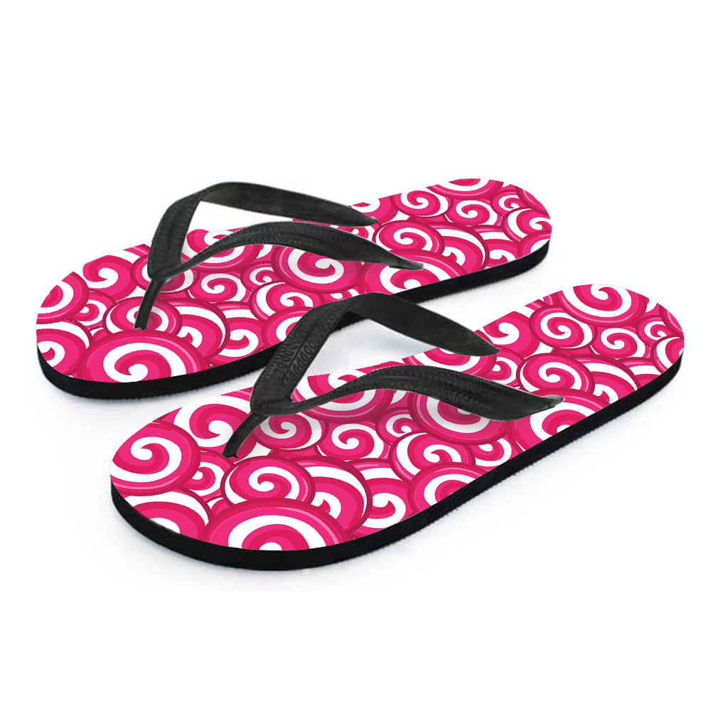 Pink Lollipop Candy Pattern Print Flip Flops