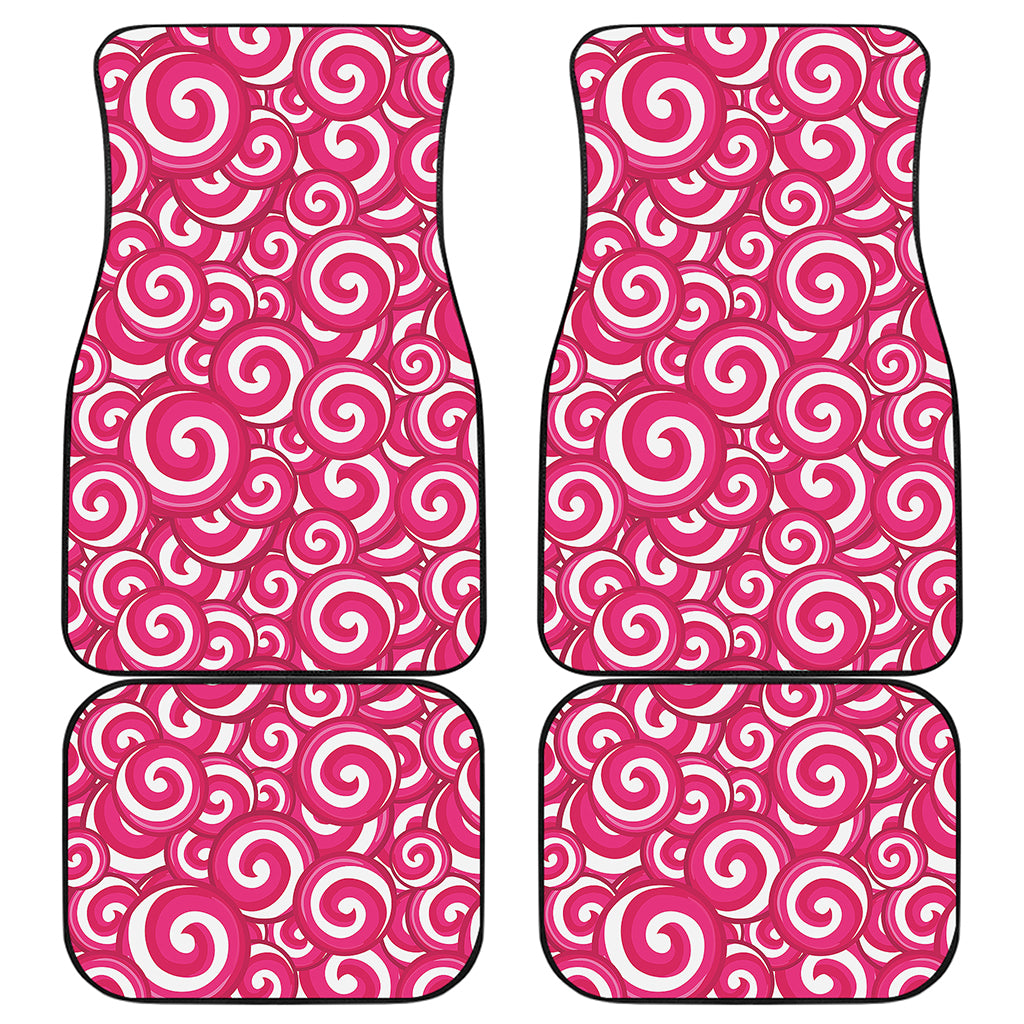 Pink Lollipop Candy Pattern Print Front and Back Car Floor Mats
