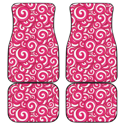 Pink Lollipop Candy Pattern Print Front and Back Car Floor Mats