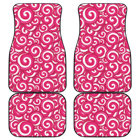 Pink Lollipop Candy Pattern Print Front and Back Car Floor Mats