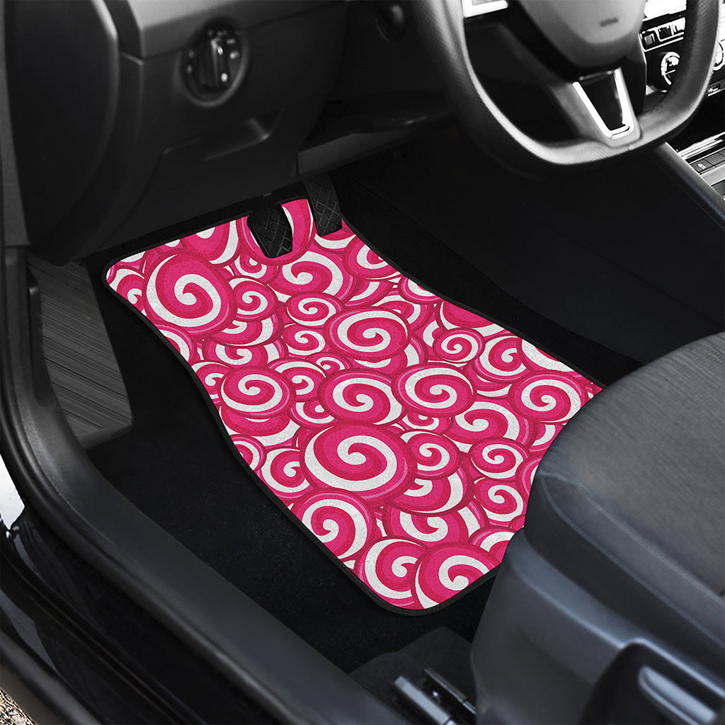 Pink Lollipop Candy Pattern Print Front and Back Car Floor Mats