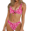 Pink Lollipop Candy Pattern Print Front Bow Tie Bikini