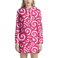 Pink Lollipop Candy Pattern Print Pullover Hoodie Dress