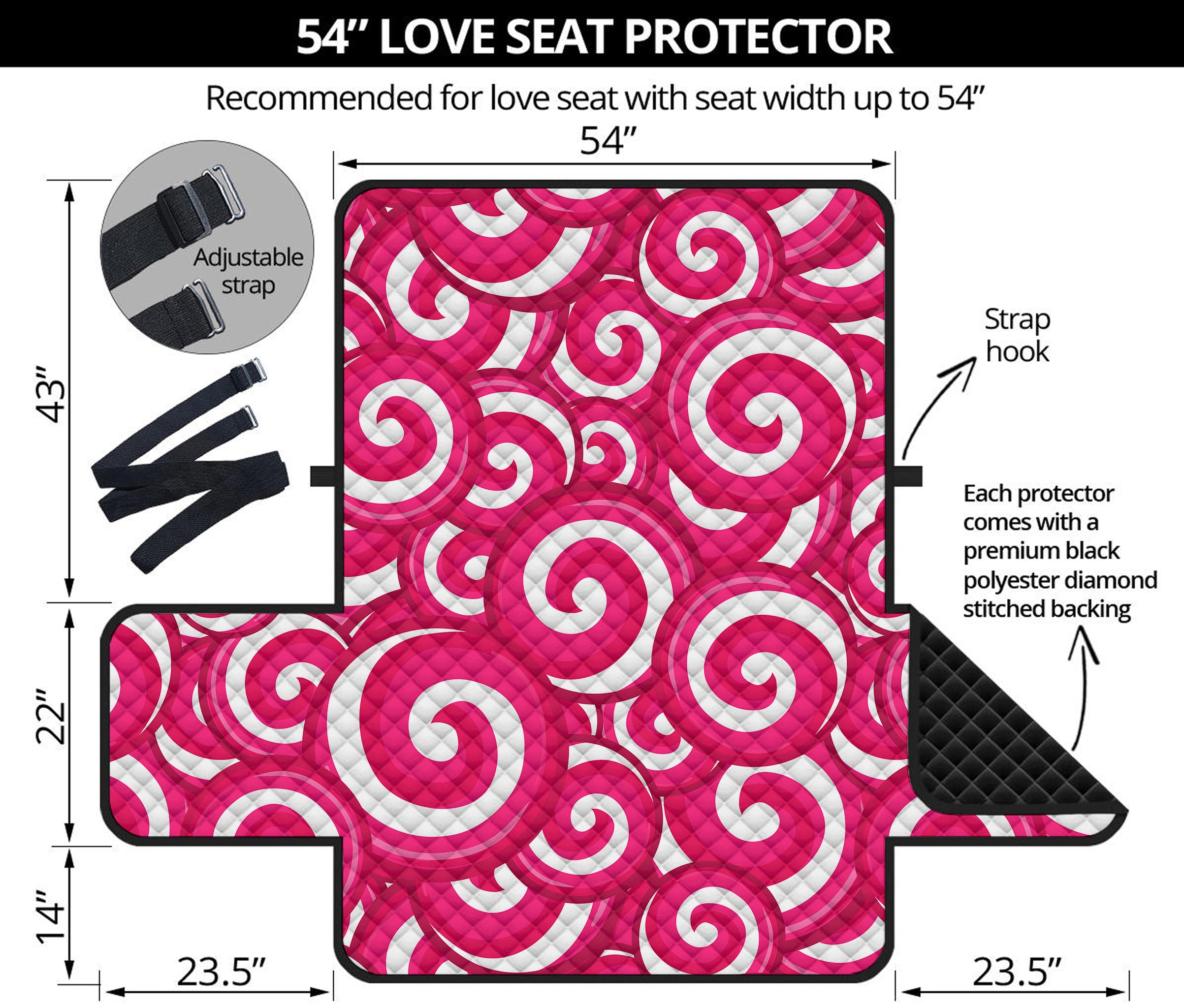 Pink Lollipop Candy Pattern Print Loveseat Protector