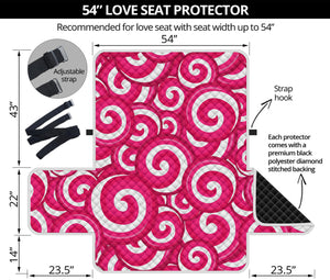 Pink Lollipop Candy Pattern Print Loveseat Protector