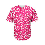 Pink Lollipop Candy Pattern Print Men's Baseball Jersey