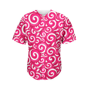 Pink Lollipop Candy Pattern Print Men's Baseball Jersey