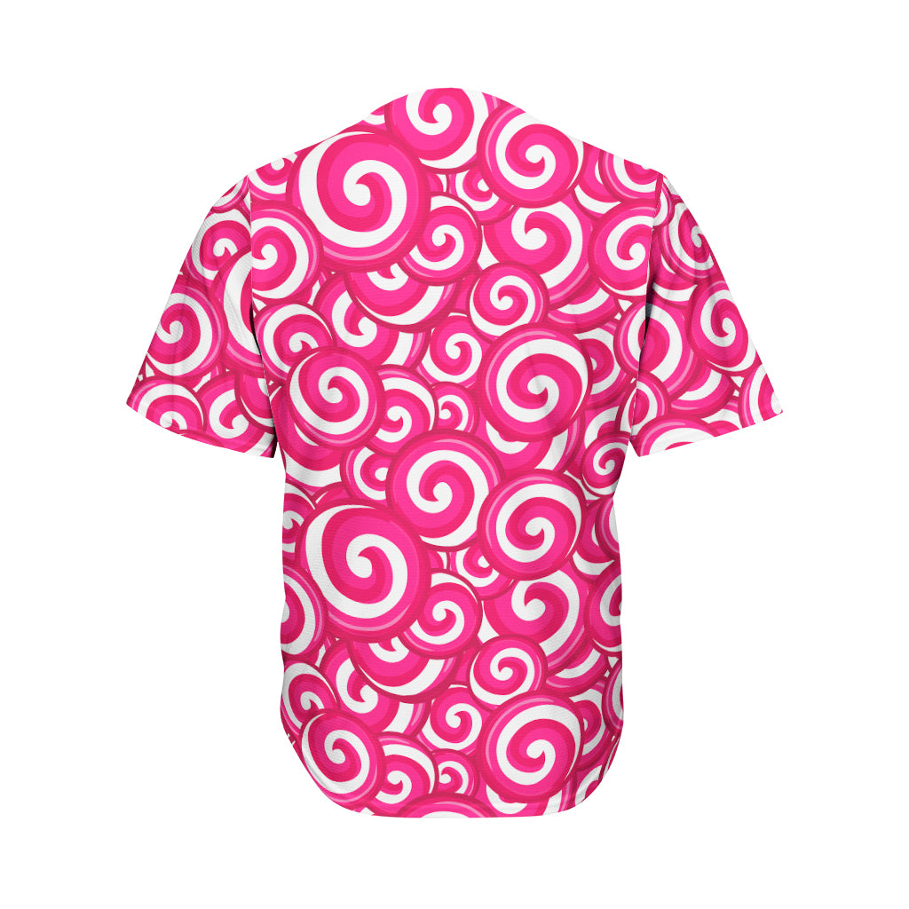 Pink Lollipop Candy Pattern Print Men's Baseball Jersey