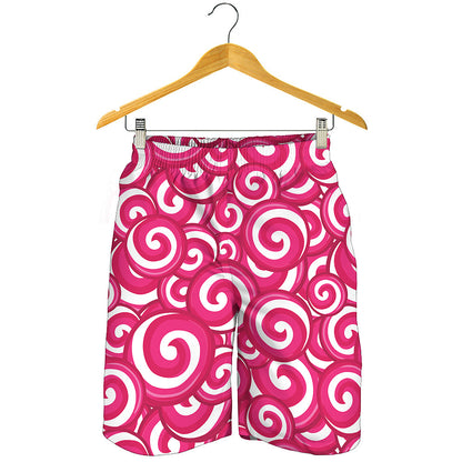 Pink Lollipop Candy Pattern Print Men's Shorts