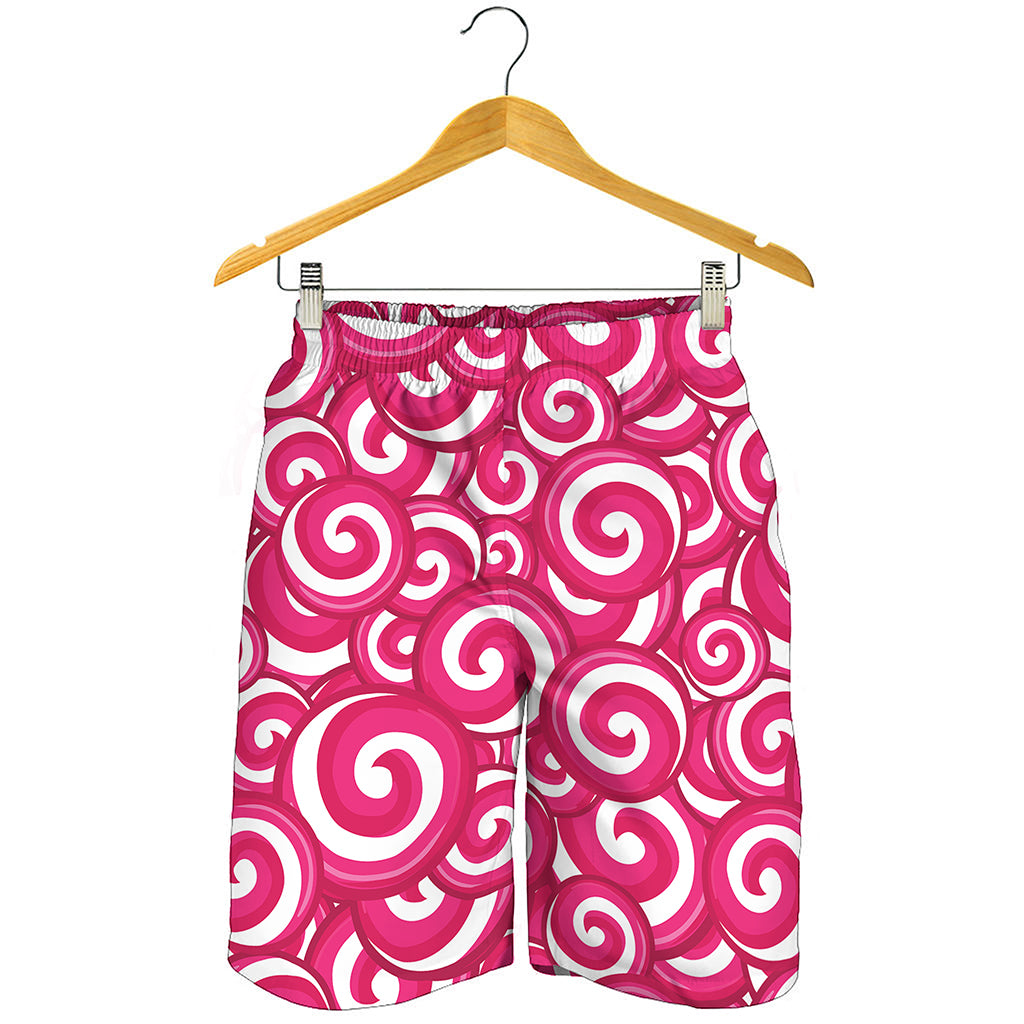 Pink Lollipop Candy Pattern Print Men's Shorts