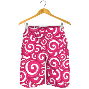 Pink Lollipop Candy Pattern Print Men's Shorts