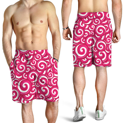 Pink Lollipop Candy Pattern Print Men's Shorts