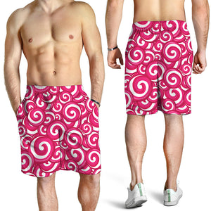 Pink Lollipop Candy Pattern Print Men's Shorts