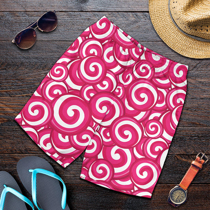 Pink Lollipop Candy Pattern Print Men's Shorts