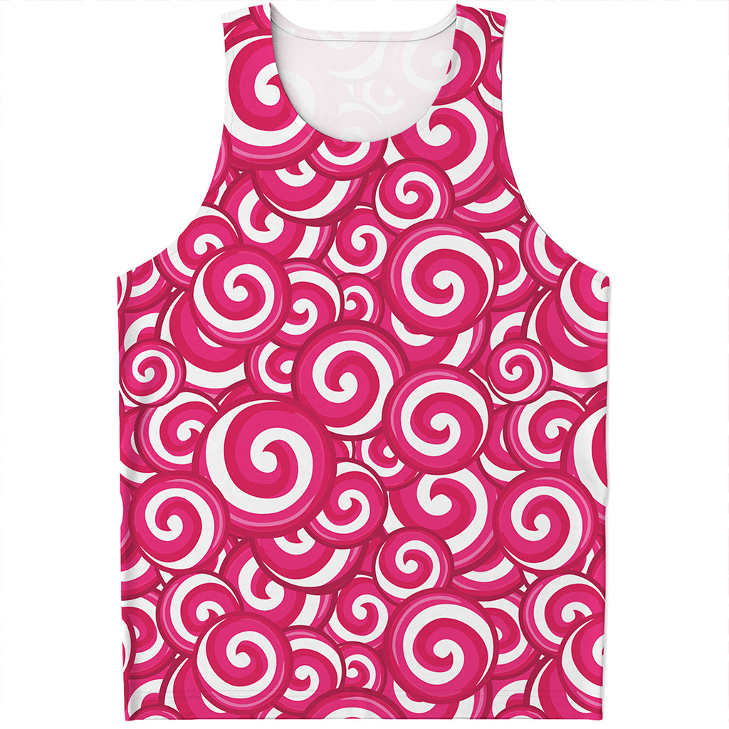 Pink Lollipop Candy Pattern Print Men's Tank Top