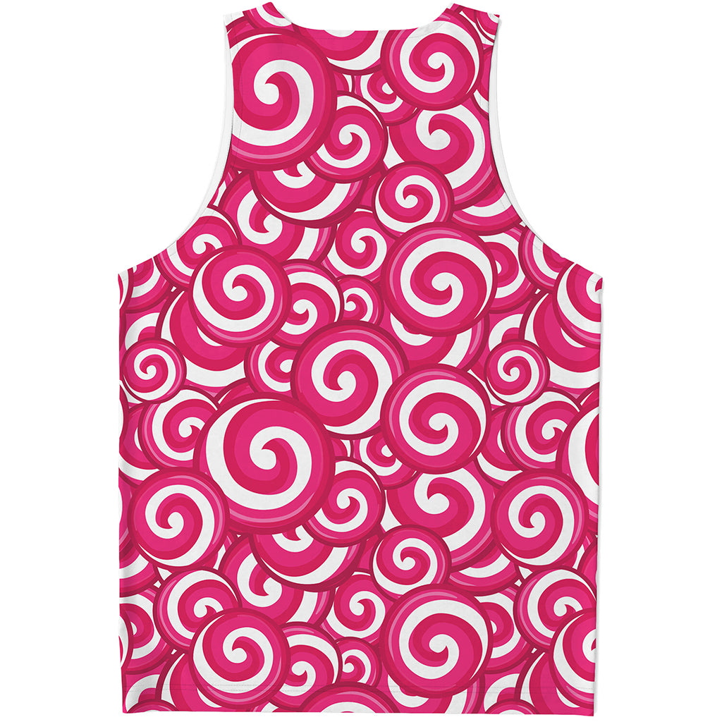 Pink Lollipop Candy Pattern Print Men's Tank Top