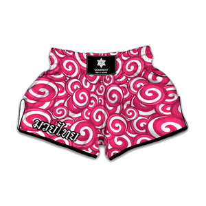 Pink Lollipop Candy Pattern Print Muay Thai Boxing Shorts